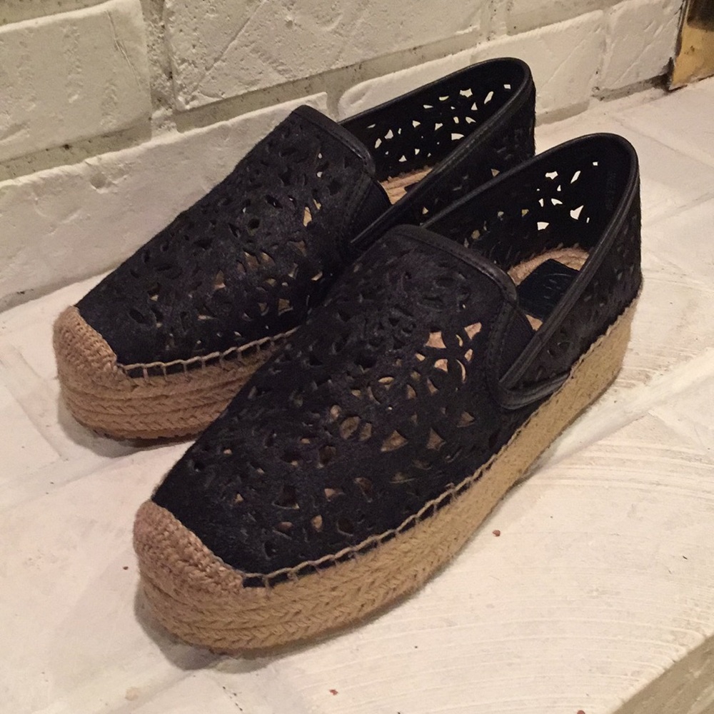 Black Clarisse Pony-Hair Platform Espadrilles